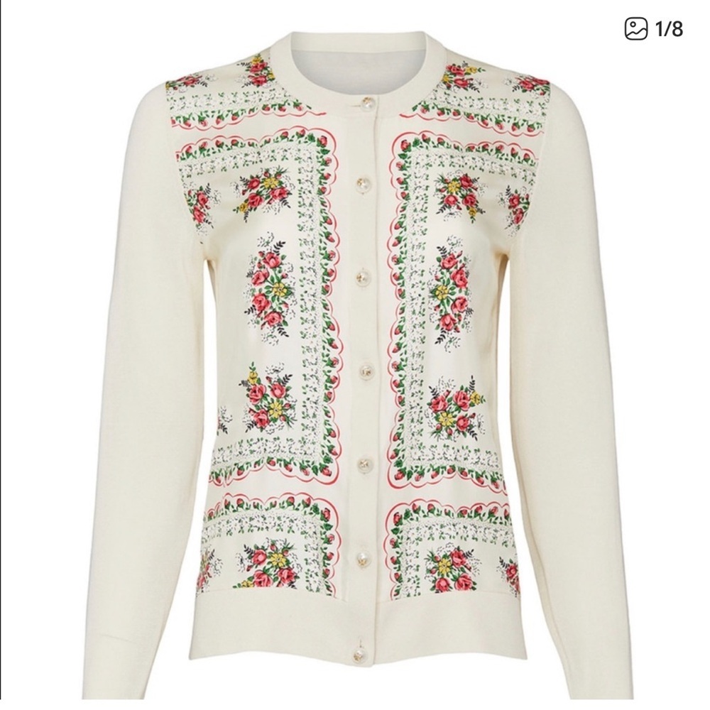 Tory Burch Floral Printed Cardigan Sz M